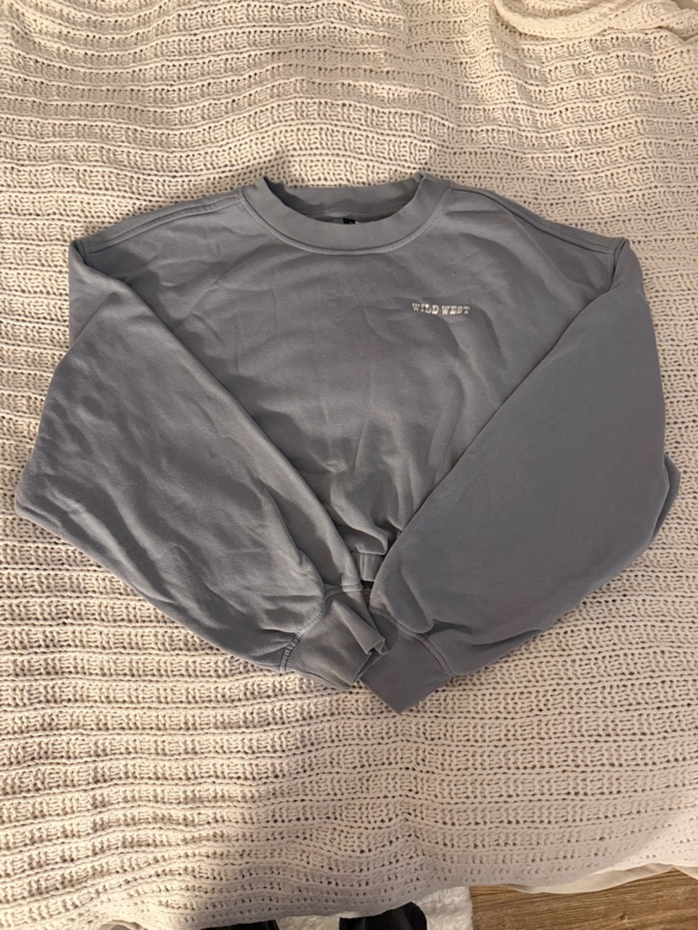 Cropped Crewneck Sweatshirt - Light Blue Gray